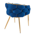 Luxury Handmade Accent Chair With Gold Legs, Modern Velvet Armchair For Living Room And Bedroom Blue Foam Velvet