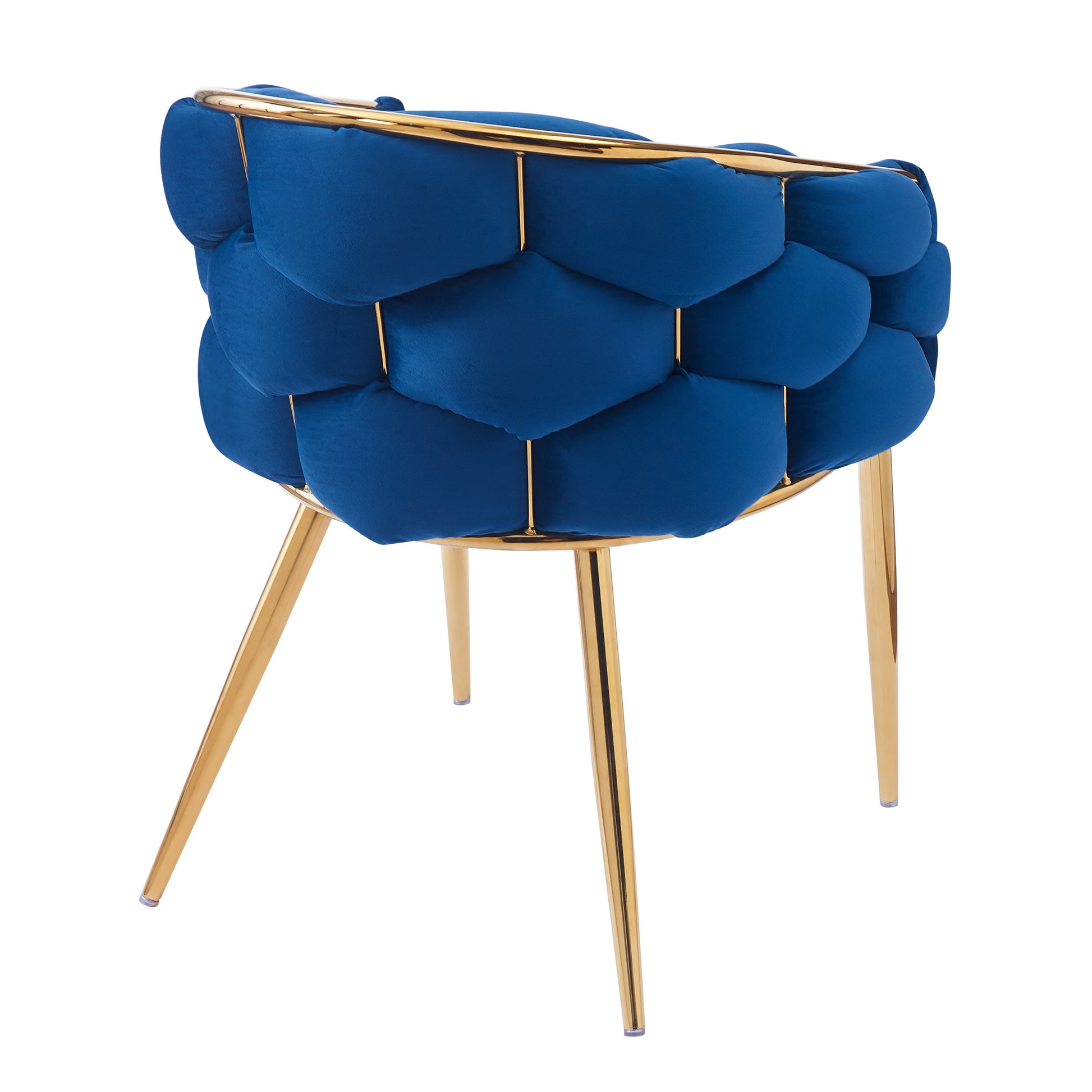Luxury Handmade Accent Chair With Gold Legs, Modern Velvet Armchair For Living Room And Bedroom Blue Foam Velvet
