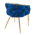 Set Of 2 Luxury Handmade Accent Chair With Gold Legs, Modern Velvet Armchair For Living Room And Bedroom Blue Foam Velvet