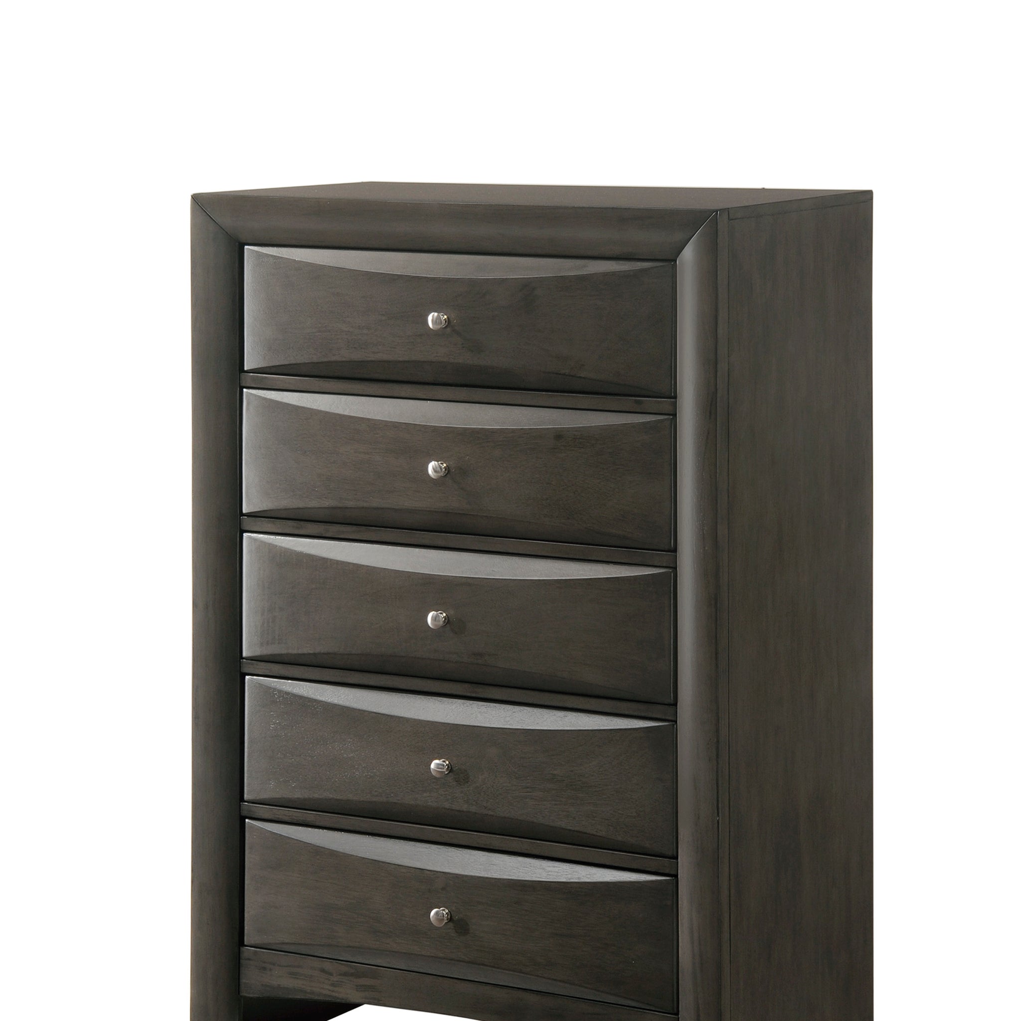 1Pc Contemporary 5 Drawer Chest Gray Finish Solid Wood Wooden Bedroom Furniture Gray Bedroom Contemporary Wood