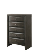 1Pc Contemporary 5 Drawer Chest Gray Finish Solid Wood Wooden Bedroom Furniture Gray Bedroom Contemporary Wood