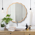 Solid Wood Wavy Mirror Natural Wood Vanity Mirror Wall Decor 31