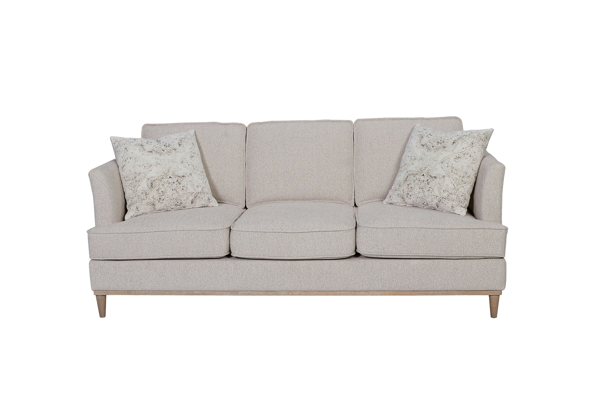 Sofa With 3 Reversable Cushions And 2 Pillows Off White Upholstered 3 Seat