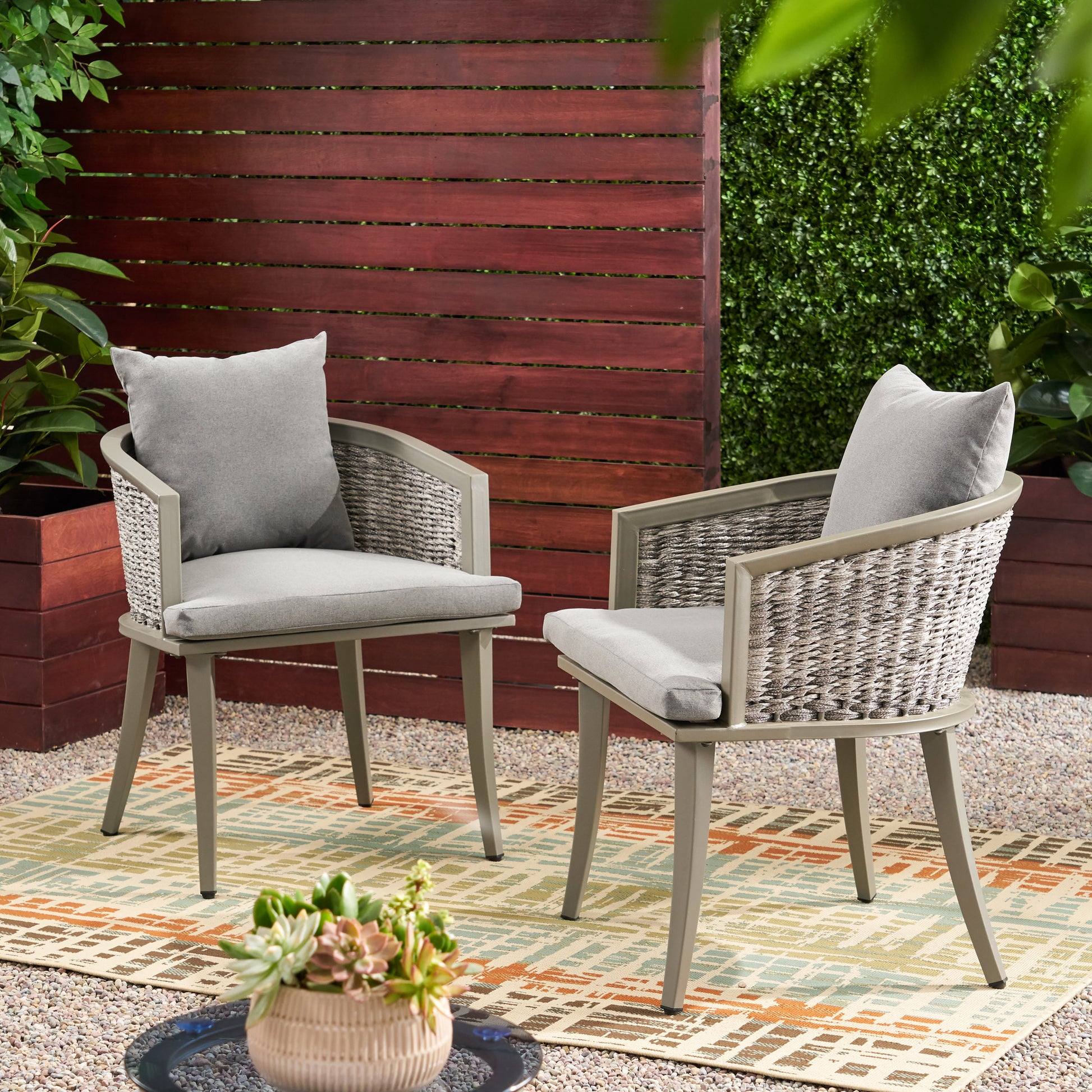 Pebble Chair Grey Pe Rattan Iron Waterproof Fabric