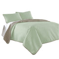 Eva 3 Piece King Microfiber Reversible Coverlet Set Quilted Gray Jade Green King Green Microfiber