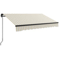 Outsunny 8' X 6.5' Retractable Awning, Patio Awning Sunshade Shelter With Manual Crank Handle, 280Gsm Uv Resistant Fabric And Aluminum Frame For Deck, Balcony, Yard, Beige And White Beige Polyester
