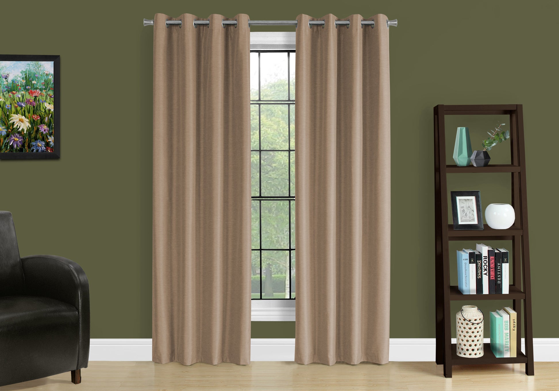 Curtain Panel, 2Pcs Set, 54"W X 95"L, 100% Blackout, Grommet, Living Room, Bedroom, Kitchen, Brown Thermal Insulation Polyester, Contemporary, Modern Brown Polyester