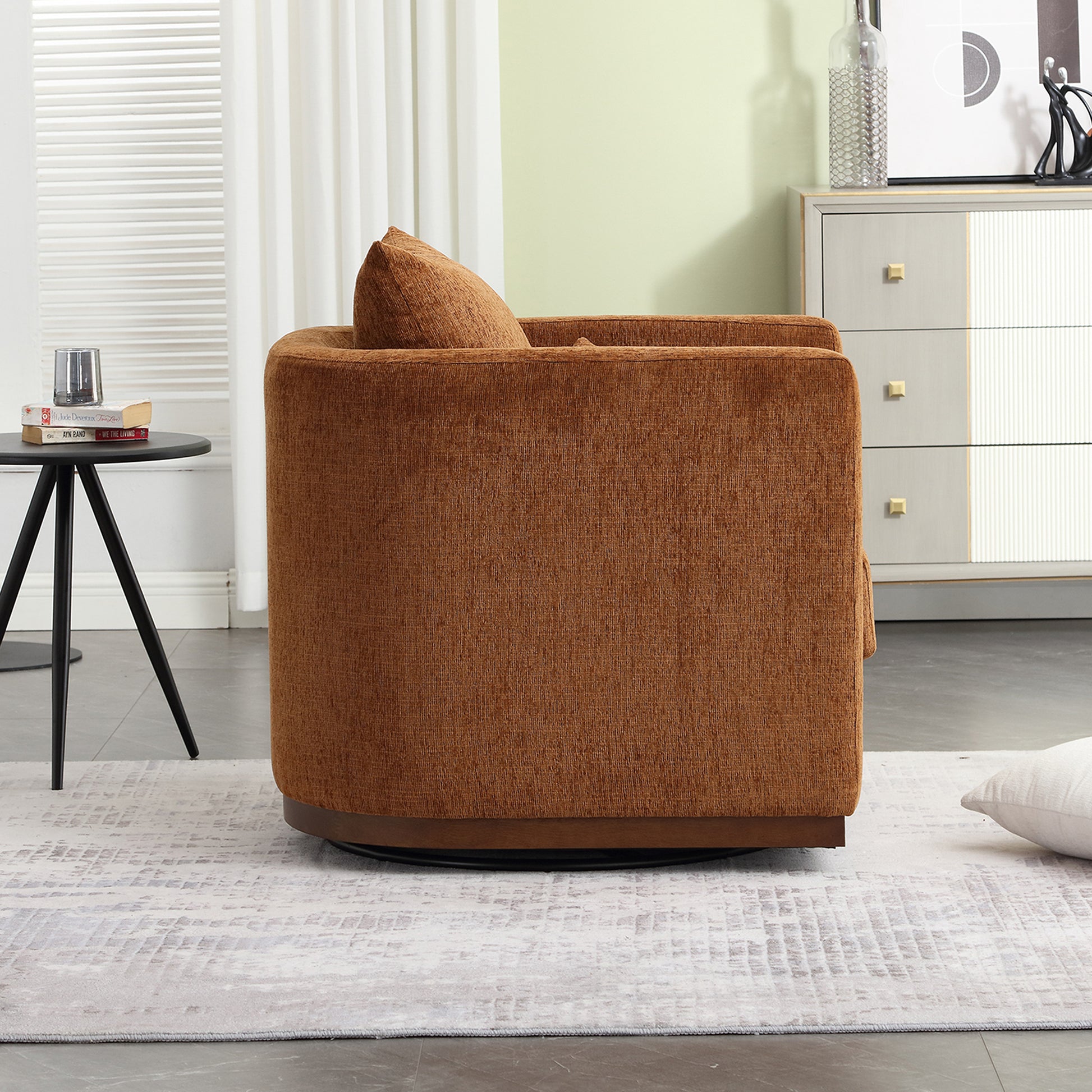 Coolmore Swivel Barrel Chair, Comfy Round Accent Sofa Chair For Living Room, 360 Degree Swivel Barrel Club Chair, Leisure Arm Chair For Nursery, Hotel, Bedroom, Office, Lounge Brown Chenille Brown Primary Living Space Foam Chenille