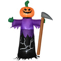 Outsunny 5' Inflatable Halloween Pumpkin Grim Reaper, Blow Up Outdoor Led Yard Display, Waterproof Purple Polyester