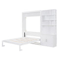 Full Size Murphy Bed With Multiple Storage Shelves And A Cabinet, White Box Spring Not Required Full White Wood Bedroom Murphy Solid Wood Mdf