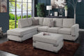 Living Room Furniture Mushroom Chenille Sectional W Ottoman Linen Like Fabric Sofa Reversible L R Chaise Ottoman 3Pc Sectional Sofa Mushroom Chenille Wood Primary Living Space Cushion Back