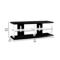 60 Inch Modern Tv Media Entertainment Center, Acrylic Posts, Glass, Black Black Wood