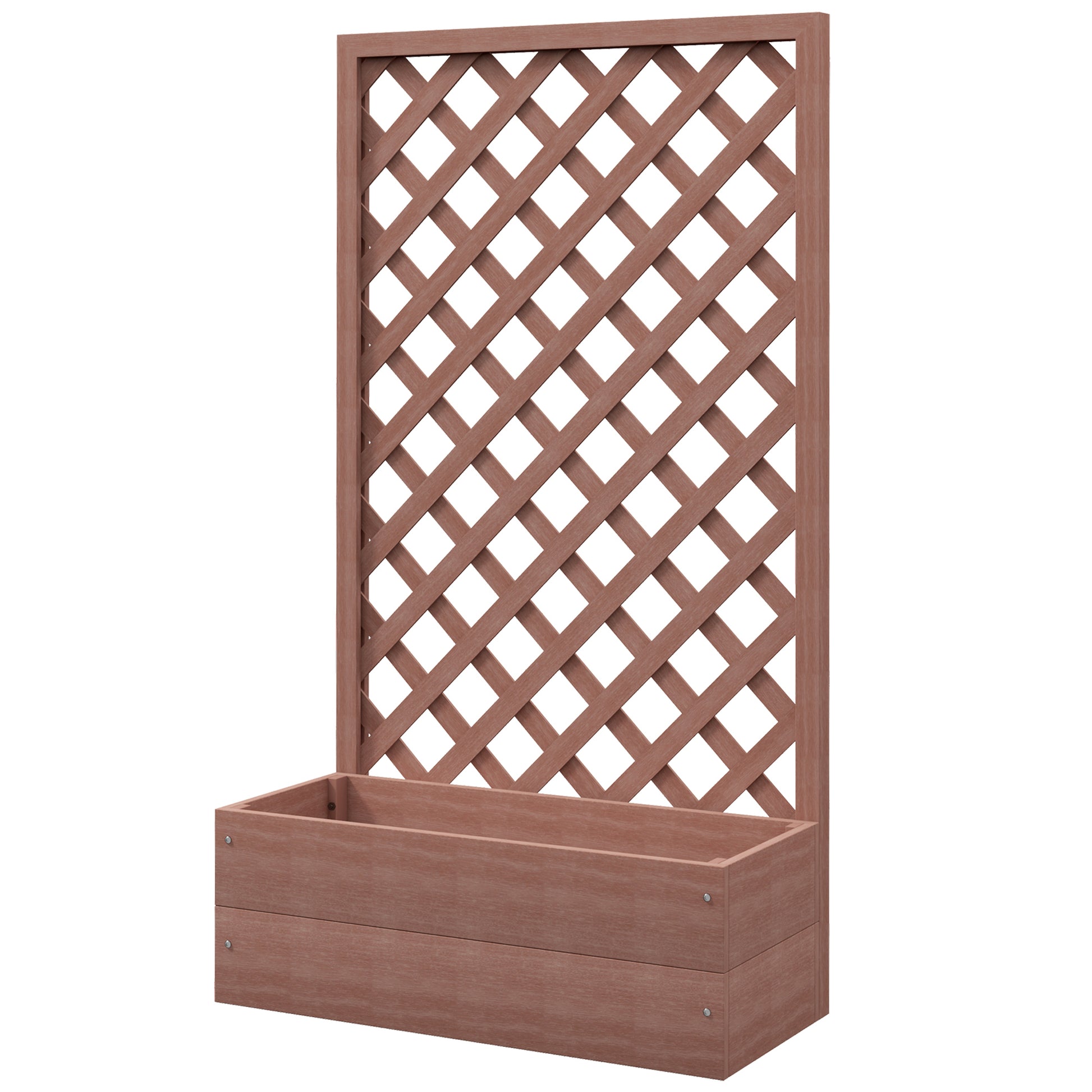 Outsunny Raised Garden Bed With Trellis Lattice, Wood Planter Box With Self Draining Gap, Freestanding Trellis Planter For Climbing Plants, Vines, Flowers, 29.5" X 13.25" X 53.25", Light Brown Light Brown Wood