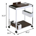 Chrome And Brown Serving Cart With Stemware Shelf