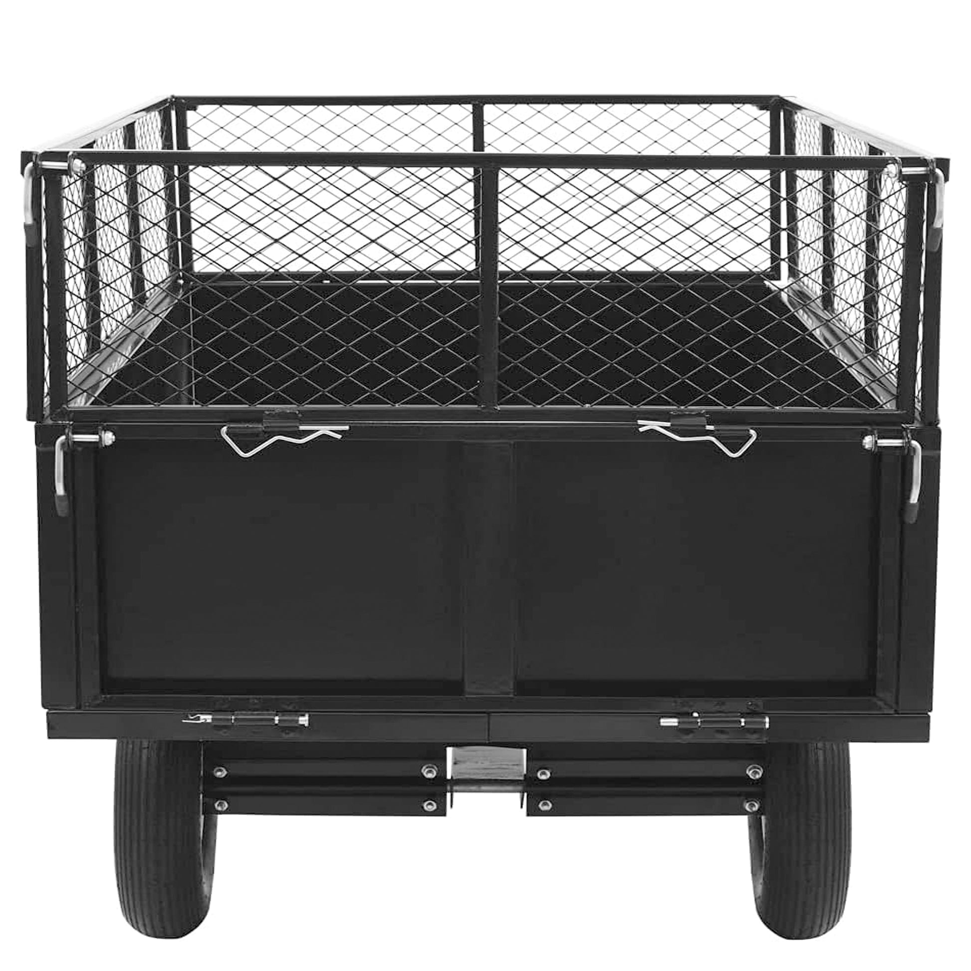 Heavy Duty Lawn Mower Trailer Steel Dump Truck, 661.4 Lbs Load, Garden Utility Trailer With Removable Sidewalls For Transporting Soil, Peat, Building Materials Black Iron