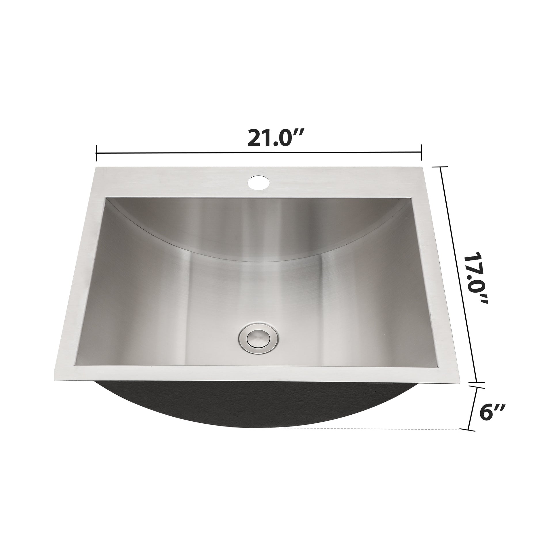 21"X17" Brushed Nickel Stainless Steel Drop In Bathroom Sink With Pop Up Drain Brushed Nickel Stainless Steel