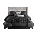 7 Piece Tufted Comforter Set Black Cal King California King Black Polyester