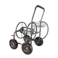 Garden Hose Reel Cart 4 Wheels Portable Garden Hose Reel Cart With Storage Basket Rust Resistant Heavy Duty Water Hose Holder Green Dark Green Abs Rubber Steel Q235