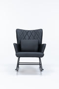 Rocking Chair, Glider Chair,Rocking Accent Chair With Lumbar Pillow And Ottoman For Nursery Living Room Bedroom Black Pu
