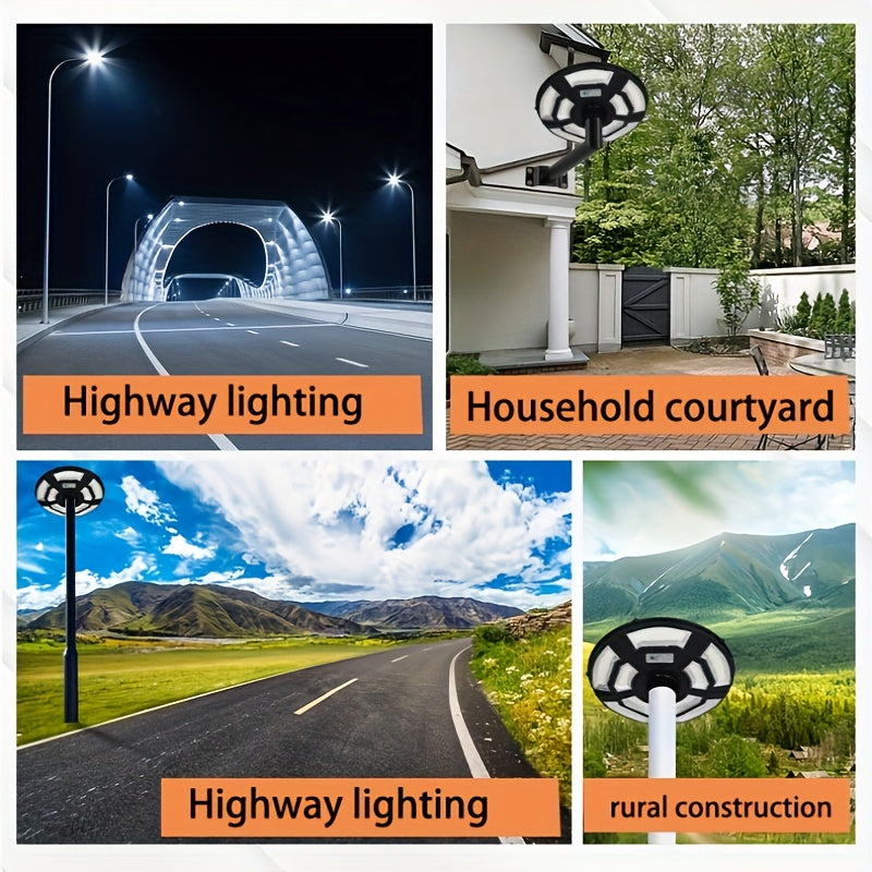 Solar Energy Power Circular Ufo Street Lamp ,Led Solar Garden Lights, Solar Lights For Outside,Highway Lighting,Household Courtyard,Rural Construction Black White Modern,Sporty,Vintage Metal