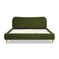 Roman Curved Headboard Upholstered Platform Bed, King, Olive Green Performance Velvet Box Spring Not Required King Olive Green Wood Foam Velvet Velvet