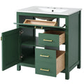 30 Inch Green Bathroom Vanity With Ceramic Sink And Large Storage Ideal Choice For Small Bathrooms Green Solid Wood Mdf