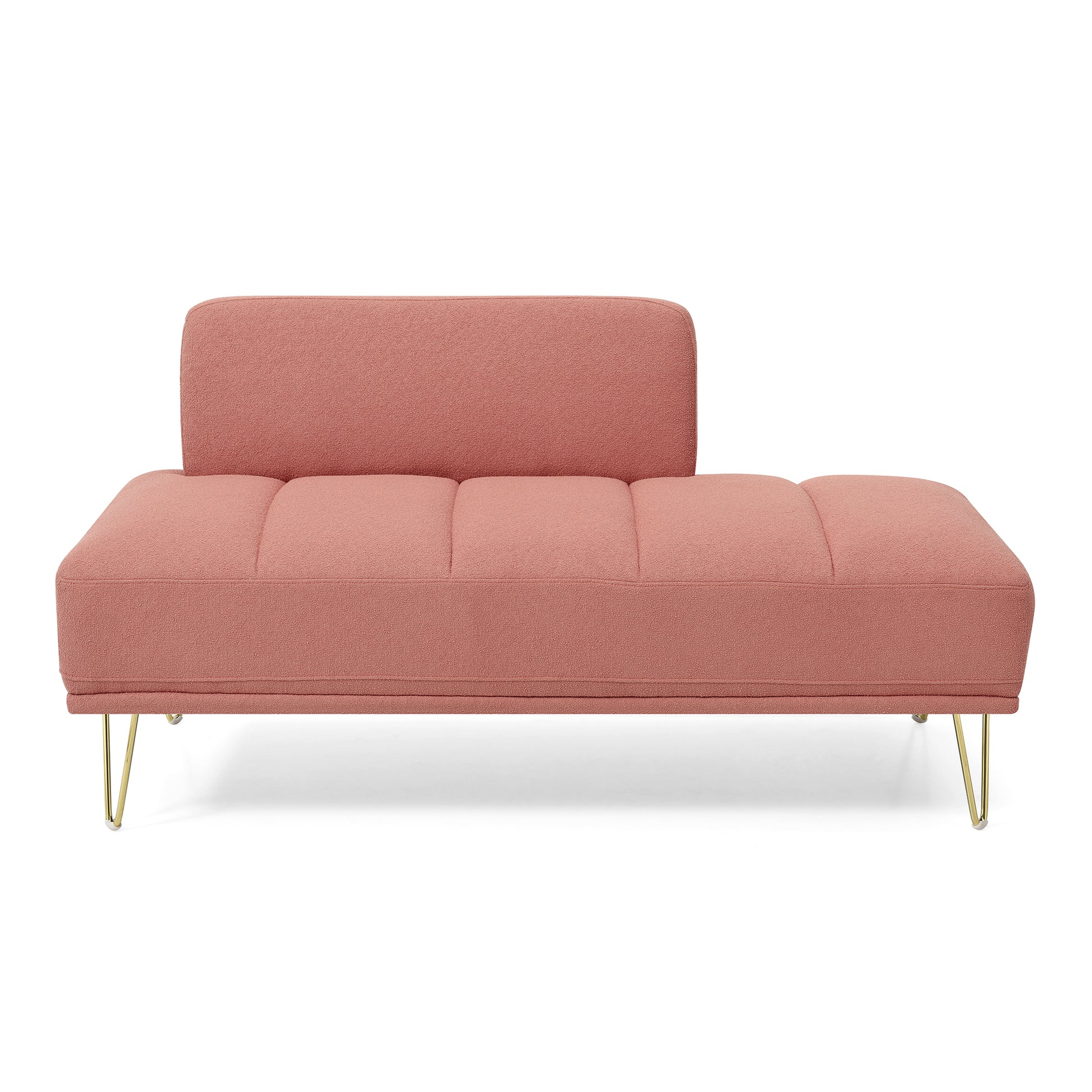 56.3"Inch Width Modern End Of Bed Bench,Teddy Fabric Upholstered 2 Seater Sofa Couch Entryway Ottoman Bench, Fuzzy Sofa Stool Footrest Window Bench With Gold Metal Legs For Bedroom, Living Room,Pink Pink Wood Modern Foam Teddy 2 Seat