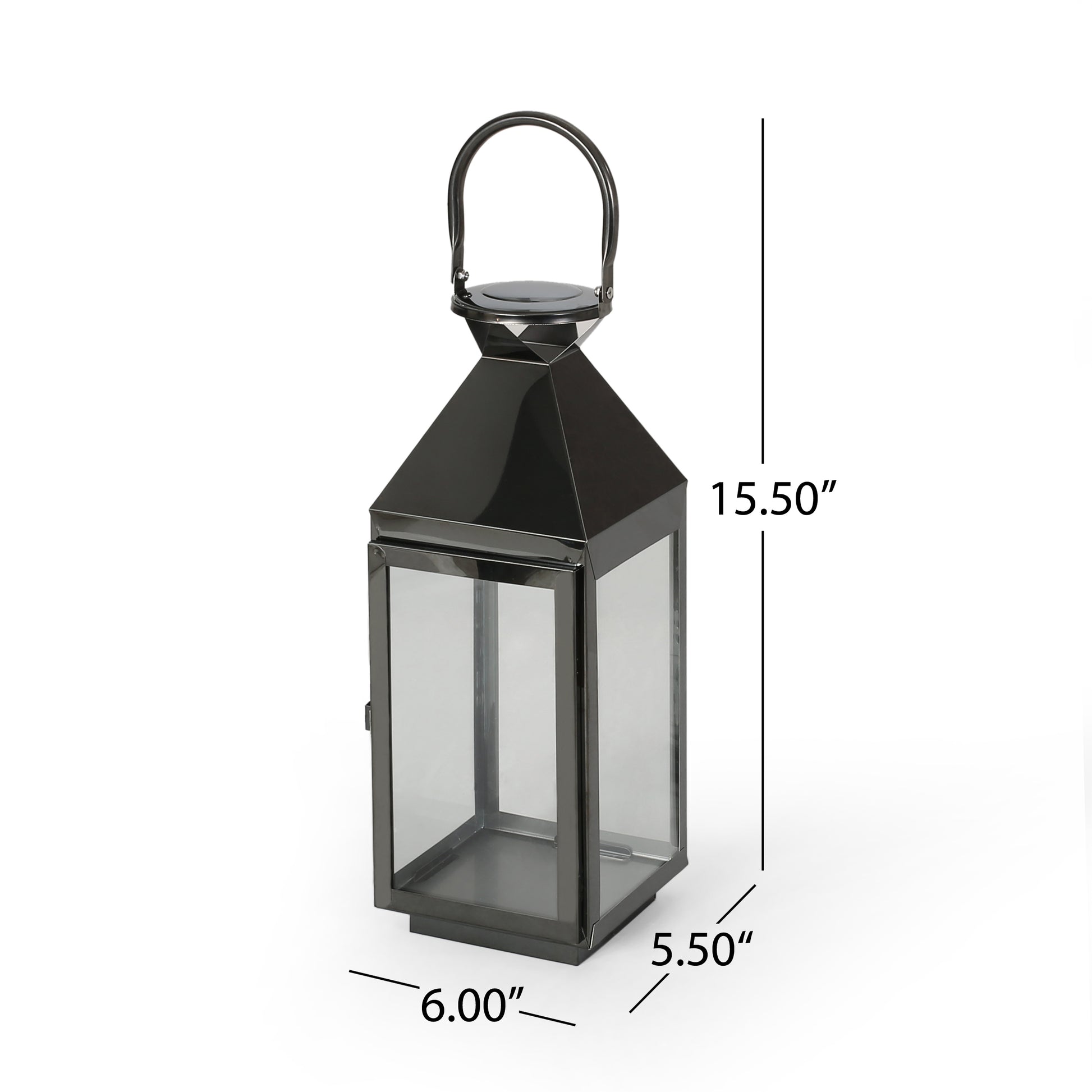 Tulsa 16"H Stainless Steel Lantern Black Stainless Steel