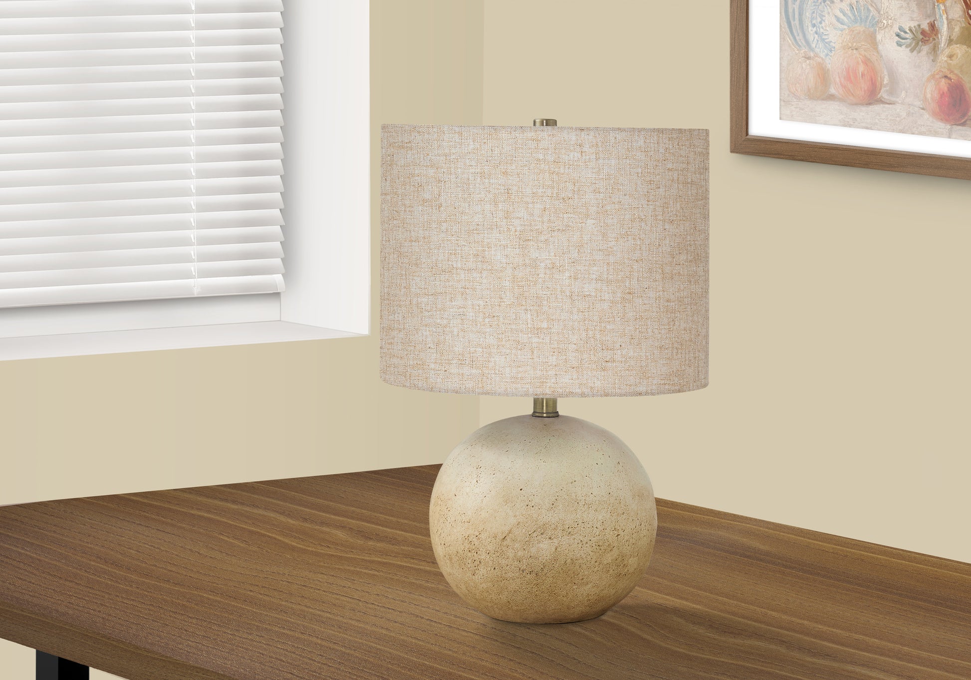 Lighting, 20"H, Table Lamp, Beige Concrete, Beige Shade, Contemporary Beige Concrete