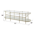 Zaba Tv Stand, Glass & Champagne Finish Lv02759 Champagne 70 79 Inches Glass Metal