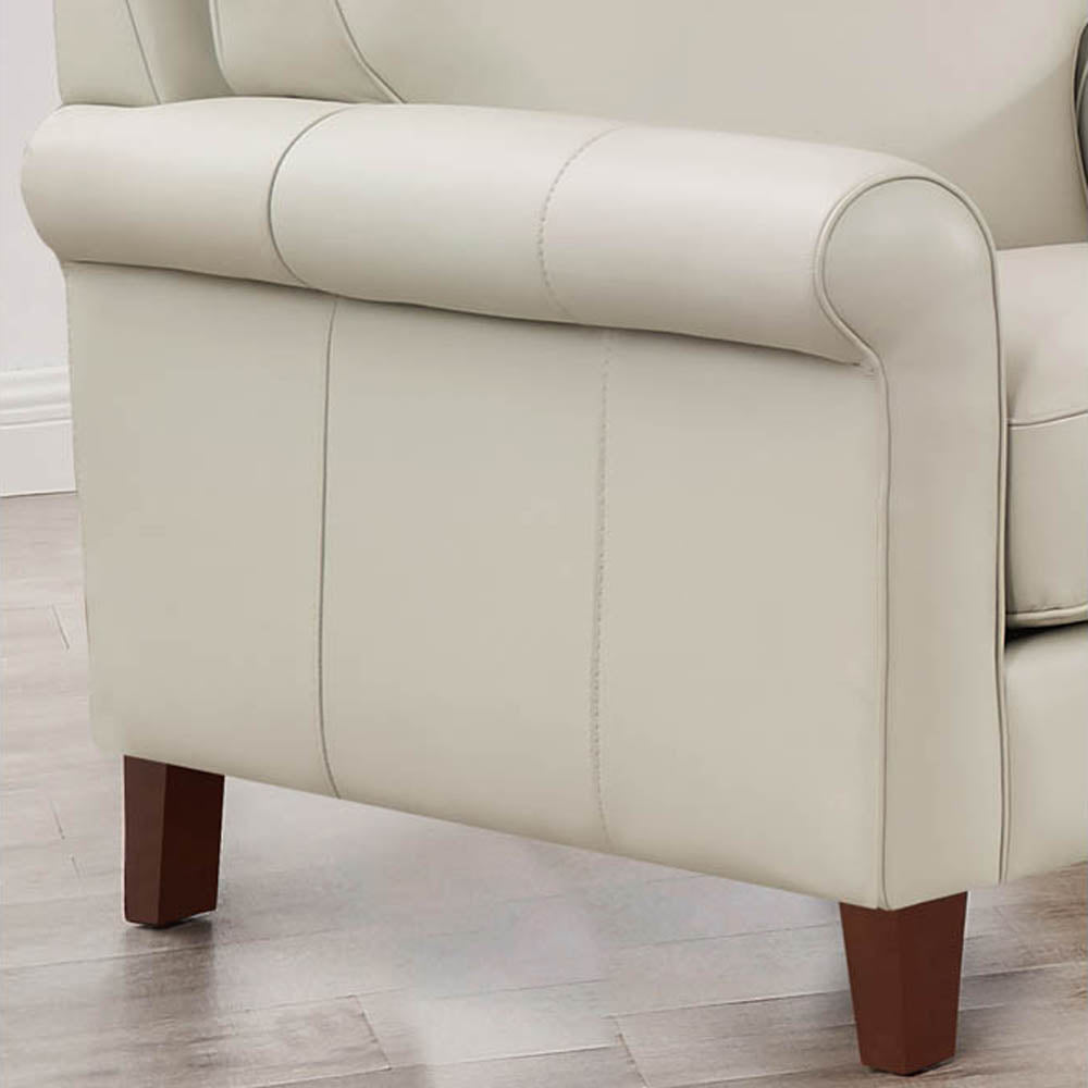 Laa Leather Loveseat Beige Genuine Leather Wood Primary Living Space Medium Firm Cushion Back Mid Century Modern Eucalyptus Rolled Arms Down Filling Genuine Leather