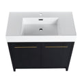 36 Inch Freestanding Bathroom Vanity With Resin Sink, With Soft Closing Door, Kd Package Black Chestnut 2 Bathroom Freestanding Modern Plywood