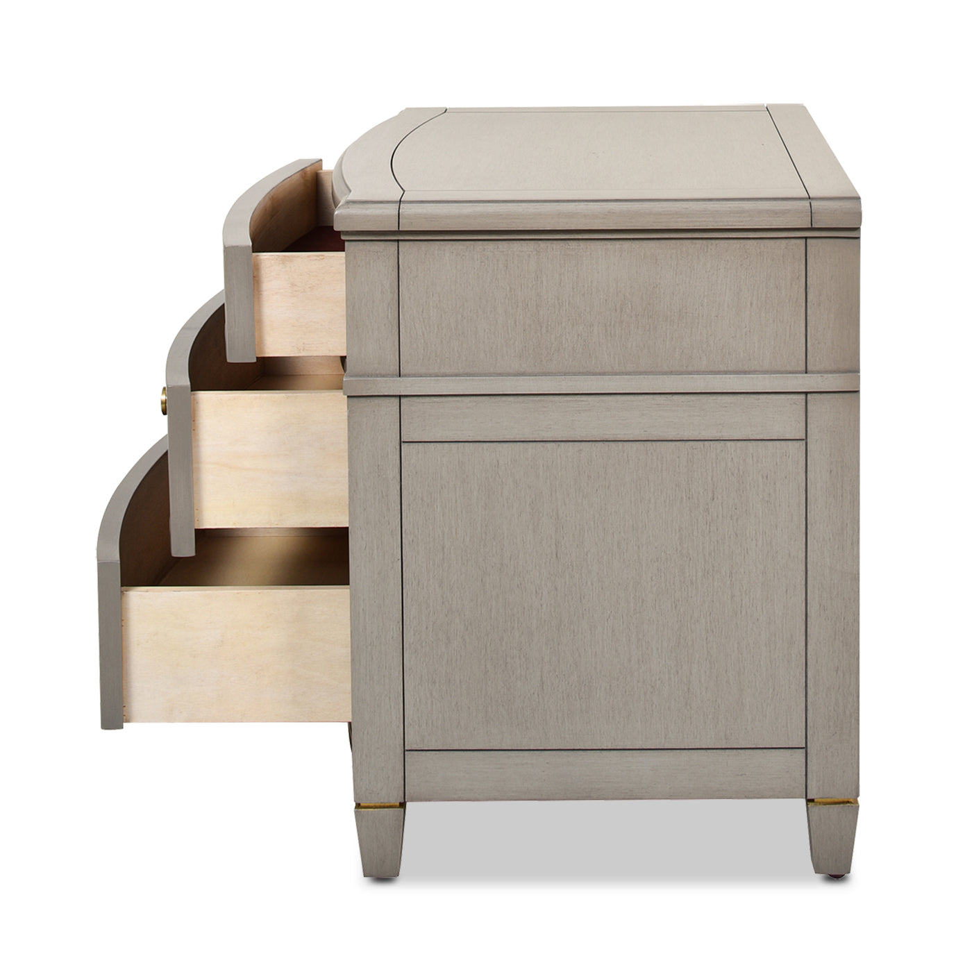 Dauphin 3 Drawer Accent End Table, Merino White Wood White Solid Wood Mdf Solid Wood Mdf