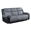 Alicia Grey Black Reclining Sofa Gray Fabric 3 Seat