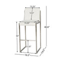 Barstool Set Of 2 White Metal & Wood