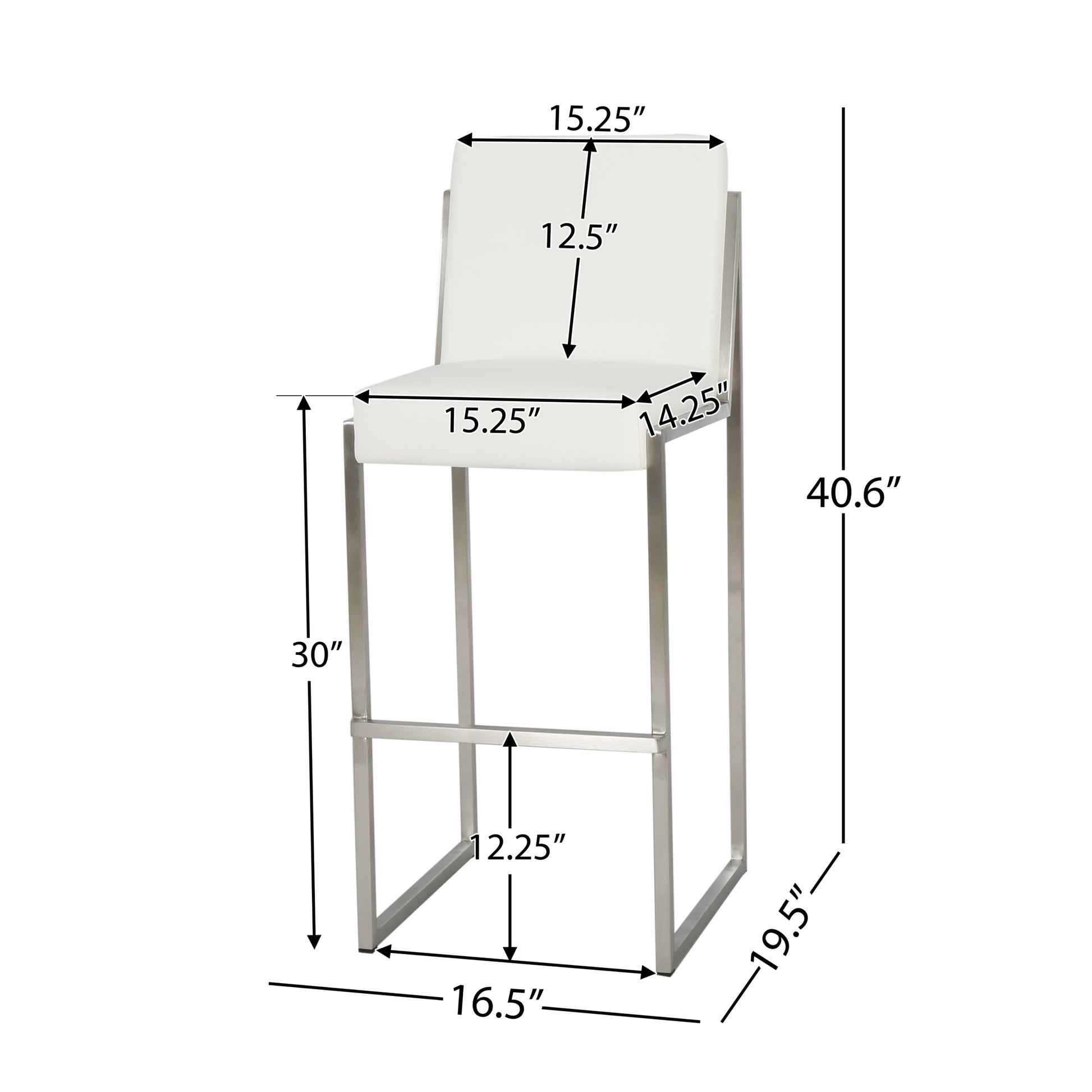 Barstool Set Of 2 White Metal & Wood