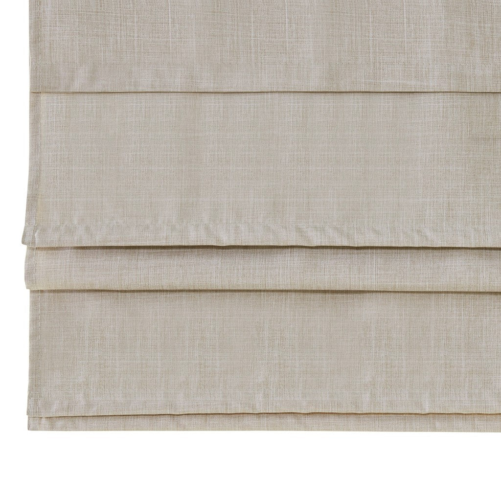 Faux Linen Cordless Total Blackout Roman Shade Natural Polyester