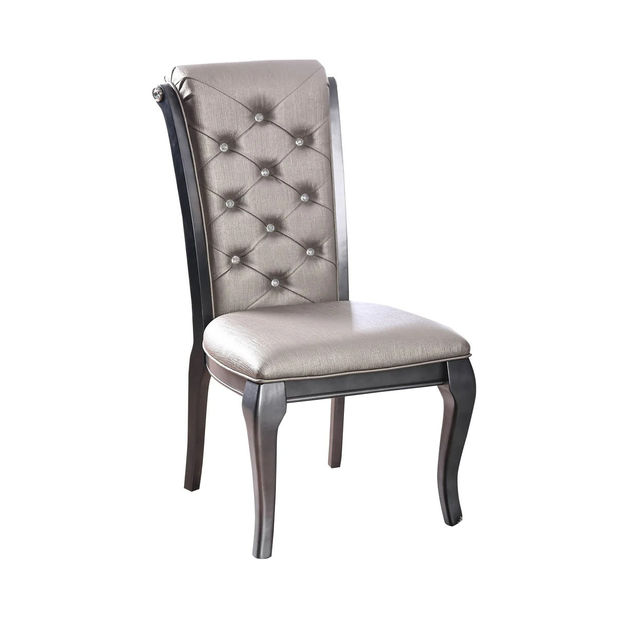 Amina Traditional Dining Chair Gray #Cm3219Gy Gray Gray Dining Room Contemporary Dining Chairs Rubberwood Tufted Back Solid Wood