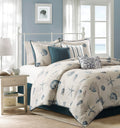 7 Piece Cotton Sateen Comforter Set Blue King King Blue Cotton