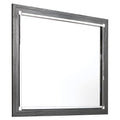 Contemporary Square Shape Bedroom Mirror With Wood Grain Texture, Gray Gray Mdf Glass