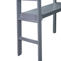 Twin High Loft Bed, Rubber Wood Loft Bed With Safety Guardrail, Built In Desk, Ladder,Grey Twin Grey Rubber Wood