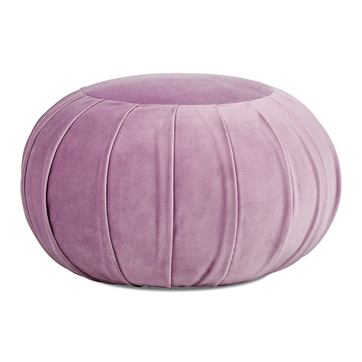 Pouffe 13" Round Pleated Accent Throw Pillow, Lavender Velvet Lavender Purple Polypropylene Velvet