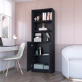 Sutton 2 Door Bookcase, Storage With Multi Level Shelves And Double Door Design Black Particle Board Engineered Wood