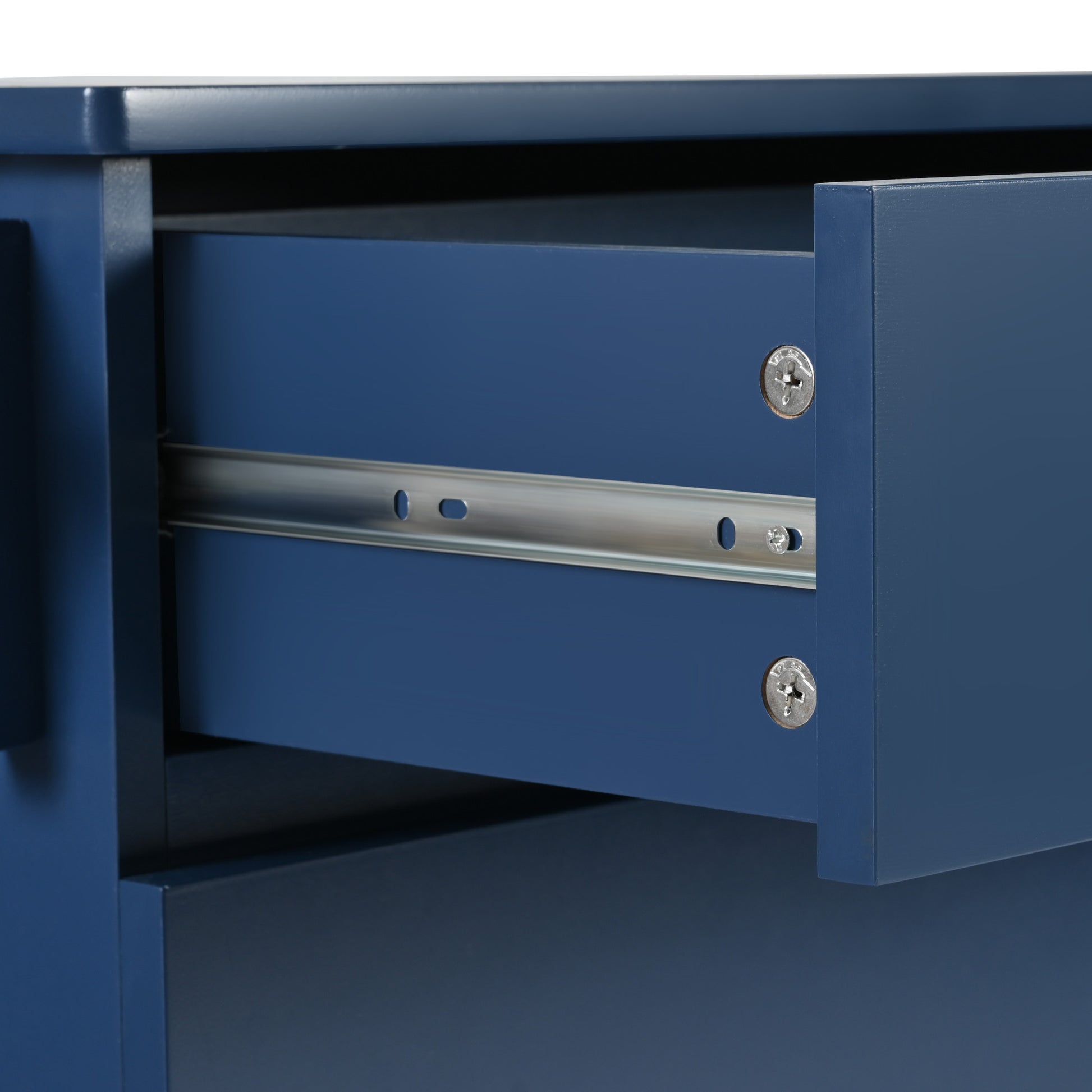 K&K 53.2'' Kitchen Island With Drop Leaf, Kitchen Storage Cart With Spice Rack, Towel Rack And 2 Drawers, Rolling Kitchen Island On Wheels With Adjustable Shelves For Kitchen, Dining Room, Navy Blue Navy Blue Brown Kitchen