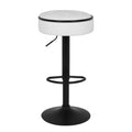 Round Storage Bar Stool Set Of 2, White Faux Leather Height Adjustable Barstool, 360 Counter Height Swivel Stool, Armless Bar Chair With Metal Frame For Kitchen Counter Dining Living Room White Pu Set Of 2 Foam Pu Leather