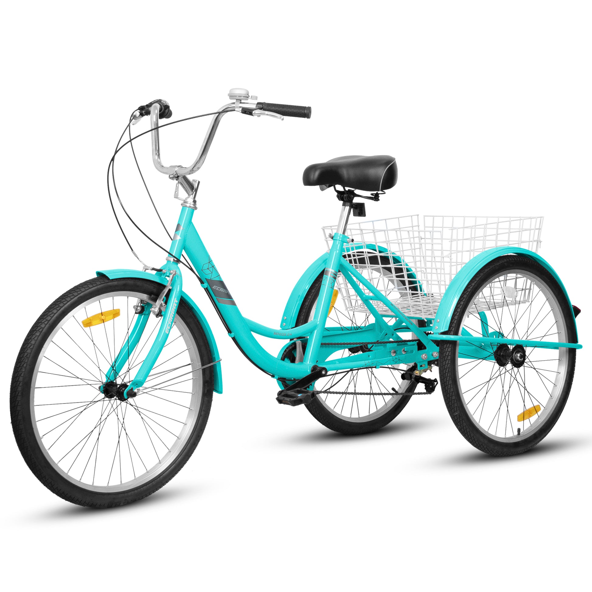 24 inch 3 wheel bicycle Adult Tricycles 7 Speed, Adult Trikes 24 Inch 3 Wheel Bikes, Three Wheeled Bicycles Cruise Trike With Shopping Basket For Seniors, Women, Men Blue