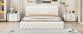Queen Size Velvet Upholstered Platform Bed, With Luxurious Diamond Grid Headboard,Beige Queen Beige Plywood