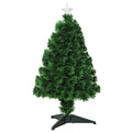 Homcom 2.5Ft Tall Pre Lit Douglas Fir Tabletop Artificial Christmas Tree With Realistic Branches, Fiber Optic Led Lights And 85 Tips, Green Green Plastic