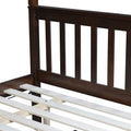 Twin Over Full Rubber Wood Bunk Bed With Trundle, Convertible Ladder And Guardrail, Detachable, Convertible Bed, With Twin Size Trundle ,Espresso Twin Espresso Rubber Wood