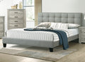 Contemporary 1Pc Queen Size Bed Grey Polyfiber Tufted Headboard Platform Bedframe Bedroom Furniture Box Spring Not Required Queen Grey,Light Gray Wood Bedroom Modern,Transitional Rubberwood Bed